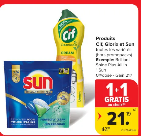 Offre: Cif, Glorix et Sun
