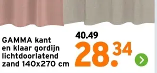 Aanbieding: kant en klaar gordijn lichtdoorlatend zand