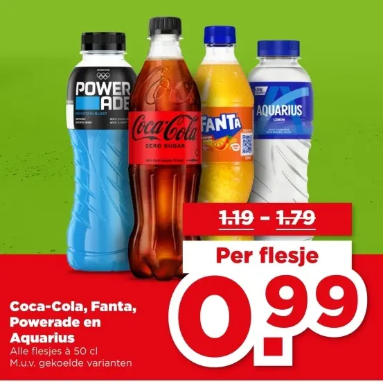 Aanbieding: Coca-Cola, Fanta, Powerade en Aquarius