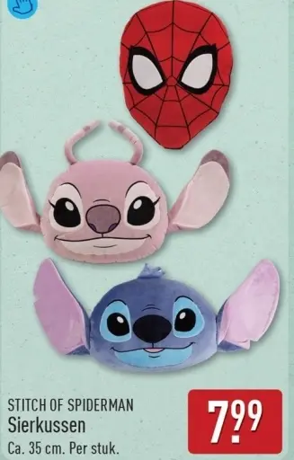 Aanbieding: STITCH OF SPIDERMAN Sierkussen