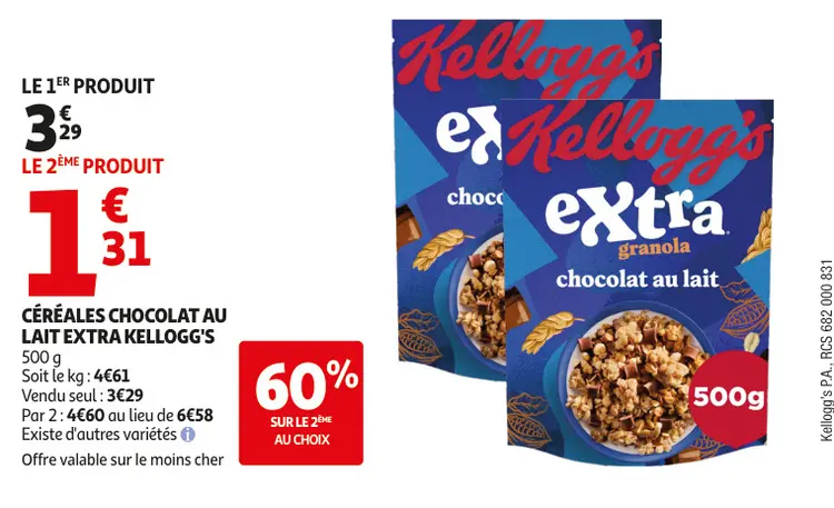 Offre: Céréales chocolat au lait extra
