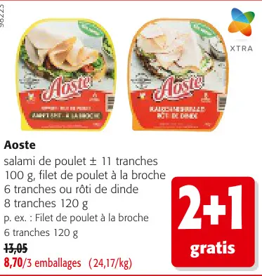 Offre: salami de poulet, filet de poulet à la broche