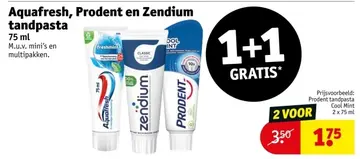 Aanbieding: Aquafresh, Prodent en Zendium tandpasta