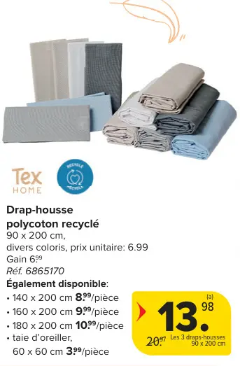 Offre: Drap-housse polycoton recyclé