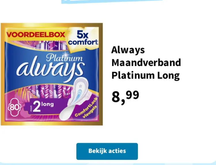 Aanbieding: Maandverband Platinum Long