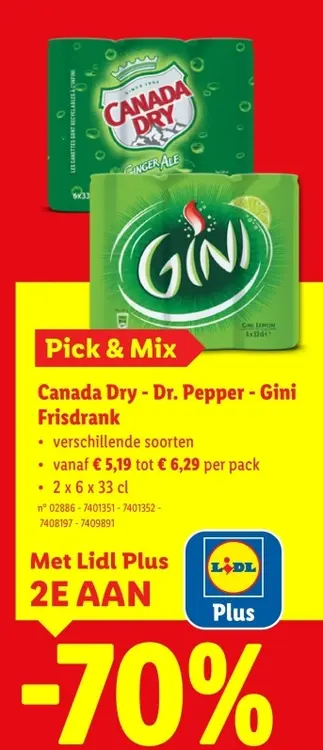 Promotie: Canada Dry - Dr. Pepper - Gini Frisdrank