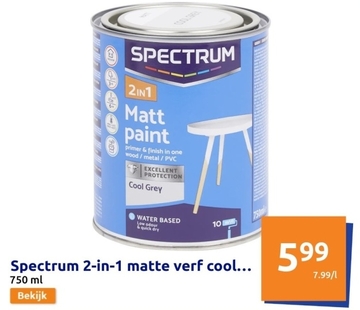 Aanbieding: Spectrum 2-in-1 matte verf cool grey