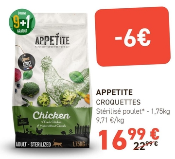 Offre: APPETITE CROQUETTES Stérilisé poulet