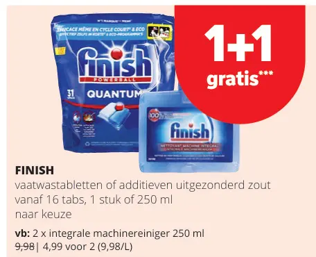 Promotie: FINISH vaatwastabletten of additieven uitgezo