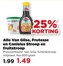 Aanbieding: Alle Van Gilse, Frutesse en Canisius Stroop en fruitstroop