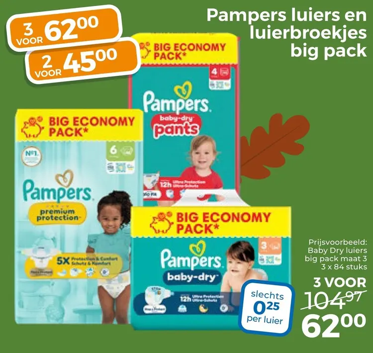 Aanbieding: Luiers en luierbroekjes big pack