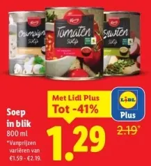 Aanbieding: Soep in blik