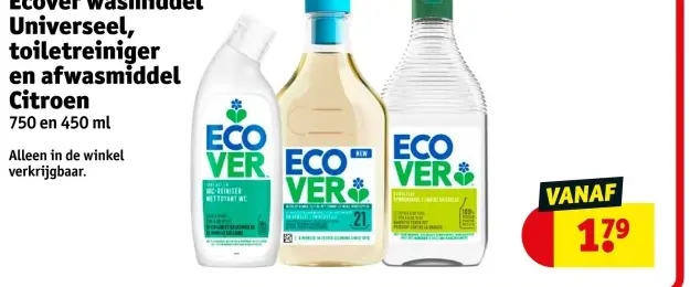 Aanbieding: Ecover wasmiddel Universeel, toiletreiniger en afwasmiddel Citroen