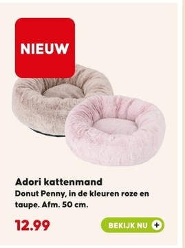 Aanbieding: kattenmand Donut Penny, in de kleuren roze en taupe