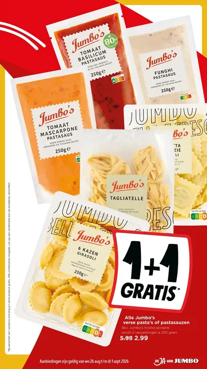 Aanbieding: Alle Jumbo's verse pasta's of pastasauzen