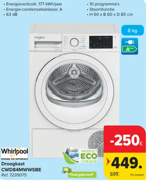 Aanbieding: Droogkast CWD84MWWSBE
