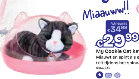 Aanbieding: My Cookie Cat kat met mand