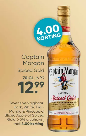 Aanbieding: Captain Morgan Spiced Gold