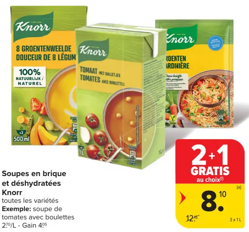 Offre: Soupes en brique et déshydratées