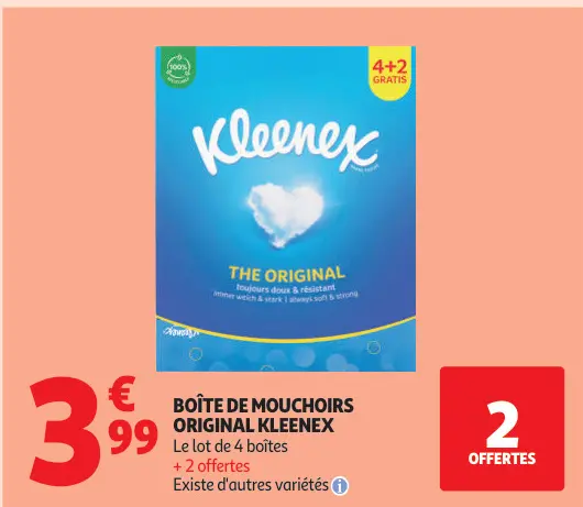 Promotie: Boîte de mouchoirs original Kleenex