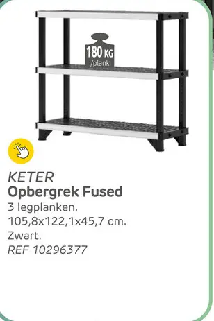 Aanbieding: Keter rek fused 3 planken 122,1x45,7x105,8cm zwart