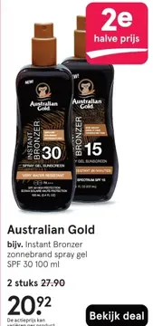 Aanbieding: Australian Gold Instant Bronzer zonnebrand sp