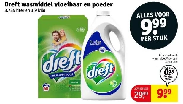 Aanbieding: Dreft wasmiddel vloeibaar en poeder