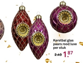 Aanbieding: Kerstbal glas paars rood luxe