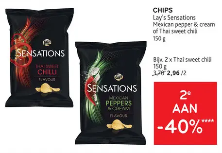 Promotie: Lay's Sensations Mexican pepper & cream of Thai Sweet chili