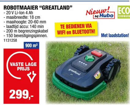 Promotie: Greatland robotmaaier 20V Li-Ion 900m²