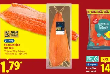 Aanbieding: Hele zalmzijde met huid