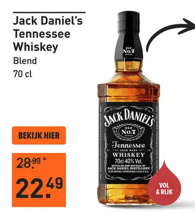 Aanbieding: Jack Daniel's Tennessee Whiskey