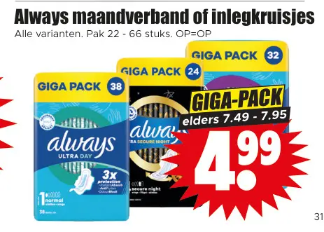 Aanbieding: Maandverband of inlegkruisjes