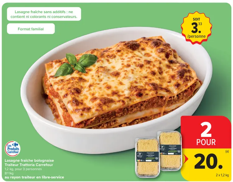 Offre: Lasagne fraîche bolognaise Traiteur Trattoria Carrefour