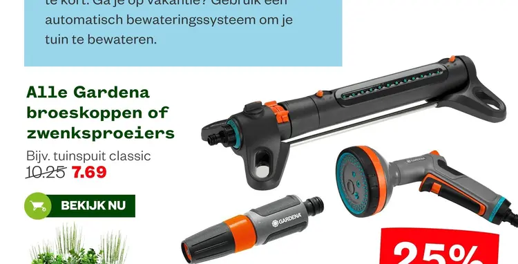 Aanbieding: Gardena broeskoppen of zwenksproeiers