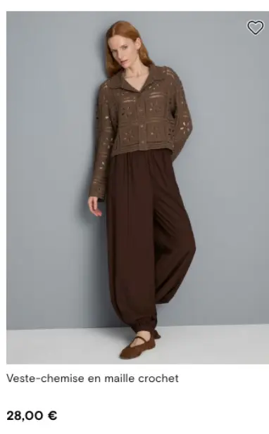 Offre: Veste-chemise en maille crochet