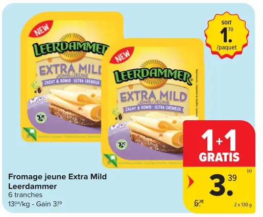 Offre: Fromage jeune Extra Mild Leerdammer
