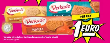 Aanbieding: Verkade nizza kokos, San Francisco naturel of maria biscuit
