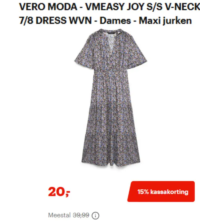 Promotie: Vmeasy joy s/s v-neck 7/8 dress wvn