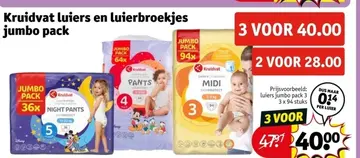 Aanbieding: Kruidvat luiers en luierbroekjes jumbo pack