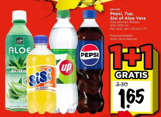 Aanbieding: Pepsi, 7up, Sisi of Aloe Vera