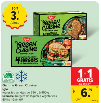 Offre: Gamme Green Cuisine burgers de légumes végéta