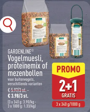 Promotie: Vogelmuesli, proteïnemix of mezenbollen