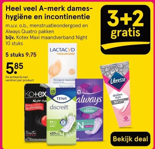 Aanbieding: A-merk dameshygiëne en incontinentie