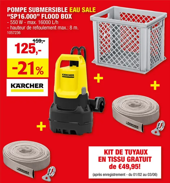 Offre: SP 16000 pompe vide-cave 550W eau chargée + Dirt Box