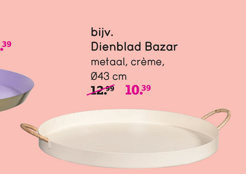 Aanbieding: Dienblad Bazar - off-white - Ø43 cm
