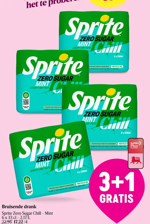 Promotie: Bruisende drank Sprite Zero Sugar Chill - Mint