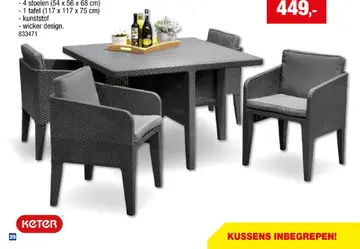 Aanbieding: Keter Columbia tuinset met 4 stoelen grijs