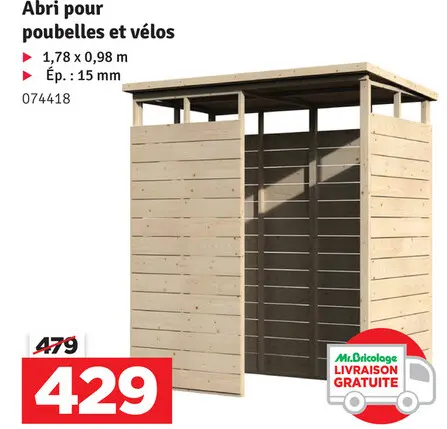 Offre: Abri pour poubelles et vélos