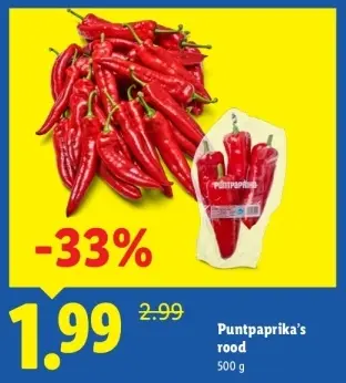 Aanbieding: Puntpaprika's rood